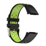 Maxbell Dual Colors Silicone Watchband Soft for Fitbit Charge5 Black Lime