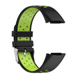 Maxbell Dual Colors Silicone Watchband Soft for Fitbit Charge5 Black Lime