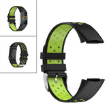 Maxbell Dual Colors Silicone Watchband Soft for Fitbit Charge5 Black Lime