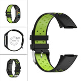 Maxbell Dual Colors Silicone Watchband Soft for Fitbit Charge5 Black Lime