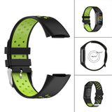 Maxbell Dual Colors Silicone Watchband Soft for Fitbit Charge5 Black Lime