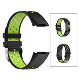 Maxbell Dual Colors Silicone Watchband Soft for Fitbit Charge5 Black Lime