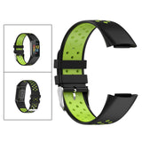 Maxbell Dual Colors Silicone Watchband Soft for Fitbit Charge5 Black Lime