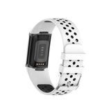 Maxbell Dual Colors Silicone Watchband Soft for Fitbit Charge5 White Black