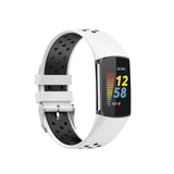 Maxbell Dual Colors Silicone Watchband Soft for Fitbit Charge5 White Black