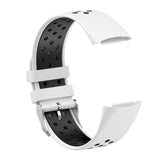 Maxbell Dual Colors Silicone Watchband Soft for Fitbit Charge5 White Black