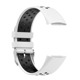 Maxbell Dual Colors Silicone Watchband Soft for Fitbit Charge5 White Black