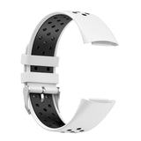 Maxbell Dual Colors Silicone Watchband Soft for Fitbit Charge5 White Black