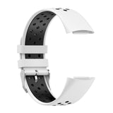 Maxbell Dual Colors Silicone Watchband Soft for Fitbit Charge5 White Black