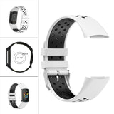 Maxbell Dual Colors Silicone Watchband Soft for Fitbit Charge5 White Black