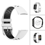 Maxbell Dual Colors Silicone Watchband Soft for Fitbit Charge5 White Black