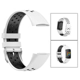 Maxbell Dual Colors Silicone Watchband Soft for Fitbit Charge5 White Black