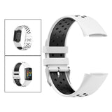 Maxbell Dual Colors Silicone Watchband Soft for Fitbit Charge5 White Black