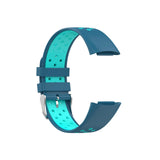 Maxbell Dual Colors Silicone Watchband Soft for Fitbit Charge5 Blue Teal