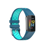 Maxbell Dual Colors Silicone Watchband Soft for Fitbit Charge5 Blue Teal