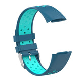 Maxbell Dual Colors Silicone Watchband Soft for Fitbit Charge5 Blue Teal