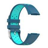 Maxbell Dual Colors Silicone Watchband Soft for Fitbit Charge5 Blue Teal