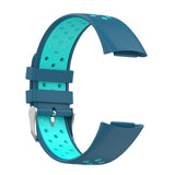 Maxbell Dual Colors Silicone Watchband Soft for Fitbit Charge5 Blue Teal