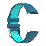Maxbell Dual Colors Silicone Watchband Soft for Fitbit Charge5 Blue Teal