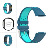 Maxbell Dual Colors Silicone Watchband Soft for Fitbit Charge5 Blue Teal