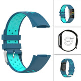 Maxbell Dual Colors Silicone Watchband Soft for Fitbit Charge5 Blue Teal