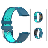 Maxbell Dual Colors Silicone Watchband Soft for Fitbit Charge5 Blue Teal