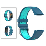 Maxbell Dual Colors Silicone Watchband Soft for Fitbit Charge5 Blue Teal