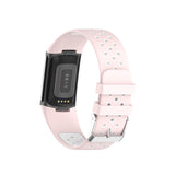 Maxbell Dual Colors Silicone Watchband Soft for Fitbit Charge5 Pink White