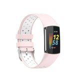 Maxbell Dual Colors Silicone Watchband Soft for Fitbit Charge5 Pink White