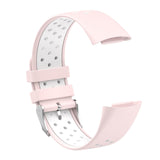Maxbell Dual Colors Silicone Watchband Soft for Fitbit Charge5 Pink White