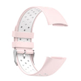 Maxbell Dual Colors Silicone Watchband Soft for Fitbit Charge5 Pink White