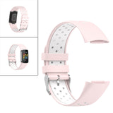 Maxbell Dual Colors Silicone Watchband Soft for Fitbit Charge5 Pink White