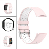 Maxbell Dual Colors Silicone Watchband Soft for Fitbit Charge5 Pink White