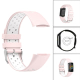 Maxbell Dual Colors Silicone Watchband Soft for Fitbit Charge5 Pink White