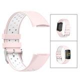 Maxbell Dual Colors Silicone Watchband Soft for Fitbit Charge5 Pink White