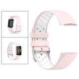 Maxbell Dual Colors Silicone Watchband Soft for Fitbit Charge5 Pink White