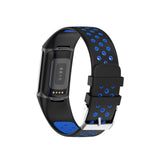 Maxbell Dual Colors Silicone Watchband Soft for Fitbit Charge5 Black Blue
