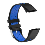Maxbell Dual Colors Silicone Watchband Soft for Fitbit Charge5 Black Blue