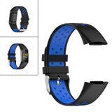 Maxbell Dual Colors Silicone Watchband Soft for Fitbit Charge5 Black Blue