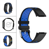 Maxbell Dual Colors Silicone Watchband Soft for Fitbit Charge5 Black Blue