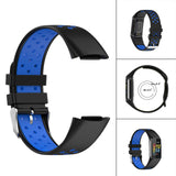 Maxbell Dual Colors Silicone Watchband Soft for Fitbit Charge5 Black Blue