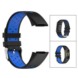 Maxbell Dual Colors Silicone Watchband Soft for Fitbit Charge5 Black Blue