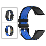 Maxbell Dual Colors Silicone Watchband Soft for Fitbit Charge5 Black Blue