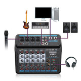 Maxbell 6 Channel Audio Mixer Portable LED Digital Display for Podcast Singing PC