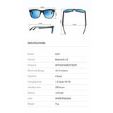 Maxbell Bluetooth Audio Smart Glasses Hands Free Calling Music MP3 for Driving Blue