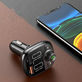 Maxbell Car FM Transmitter 2 USB Port Support TF Card MP3 Player QC3.0 with Cable
