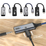 Maxbell 2 in 1 USB Type C to AUX Charger Adapter PD 60W Fast Charging MH339A Blue