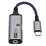 Maxbell 2 in 1 USB Type C to AUX Charger Adapter PD 60W Fast Charging MH339A Blue