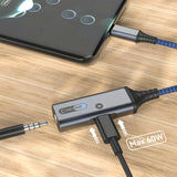 Maxbell 2 in 1 USB Type C to AUX Charger Adapter PD 60W Fast Charging MH339A Blue