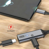 Maxbell 2 in 1 USB Type C to AUX Charger Adapter PD 60W Fast Charging MH338A Black